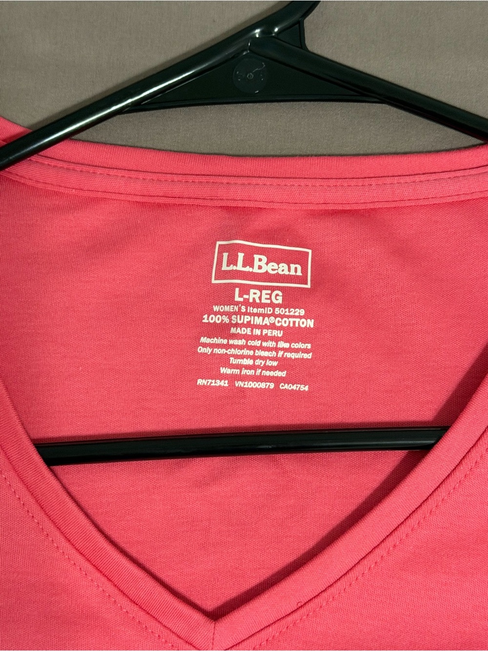 L.L.Bean Women's Pink V-Neck Tee Shirt